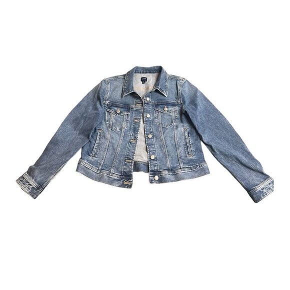 J. Crew Factory Distressed Denim Trucker Jacket Size Medium - Picture 3 of 9
